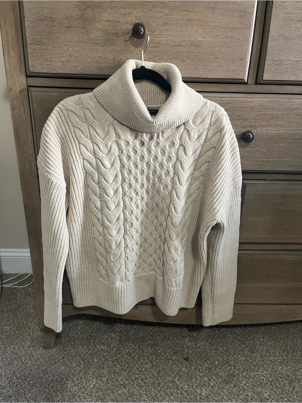 Banana Republic Cream Cable Knit Turtleneck Sweater